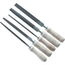 TRUSCO(トラスコ) 鉄工用ヤスリ 木柄付 5種類セット 中目 刃長200 TST20002S(3)