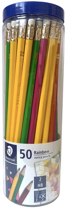 ステッドラー(STAEDTLER) かきかた鉛筆 HB 50本セット Rainbow norica pencils 六角軸 消しゴム付き [並行輸入品]