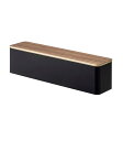 山崎実業(Yamazaki) 蓋付き カトラリーケース ロング ブラウン 約32.7X7.5X8cm リン ホコリ防止 仕切り付き 5405