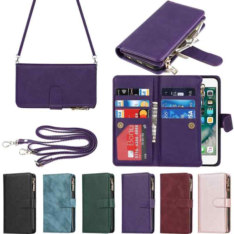 Eastwave アイフォン SE 2022 第3世代 ケース for iPhoneSE 2020 第2世代 手帳型 for iPhone 8 7 縄掛け 財布型 ICカード カード 収納 小銭入れ ファスナーポケット付き PUレザー 6色 パープルの商品画像