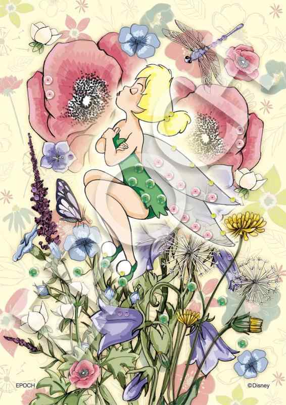 エポック社 108ピース ジグソーパズル ディズニー Botanical -Tinker Bell- (ティンカー・ベル) (18.2×25.7cm) 72-030 のり付き ヘラ付き デコレーションパーツ付き EPOCH