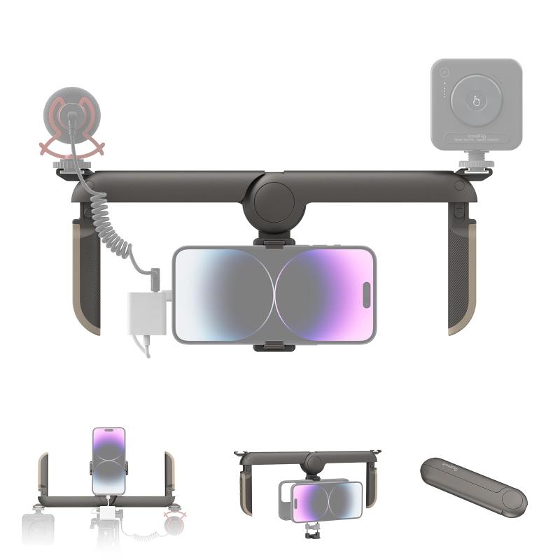 SmallRig スマホ用ビデオリグ スマホ 動画撮影 手持ち 折りたたみ 汎用 P20対応 iphone 16 / 15 / 14 / 13シリーズ対応 スマホ用ケージ スタビライザー ビデオ撮影 ビデオリグ iphone用 Sumsang Pixel