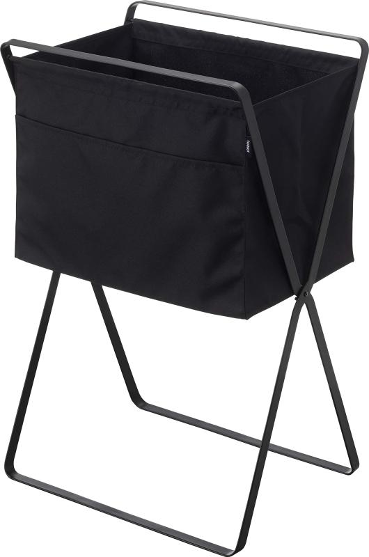 山崎実業(Yamazaki) 折り畳み 高床式 ランドリーバスケット ブラック 約W46XD35.5XH70cm (使用時) タワ..