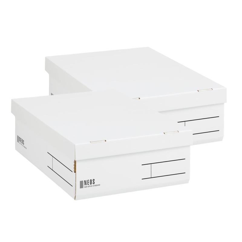Rakuten - コクヨ 収納ボックス NEOS レギュラーハーフサイズ フタ付き 2個セット ホワイト フ-NE9832WX2