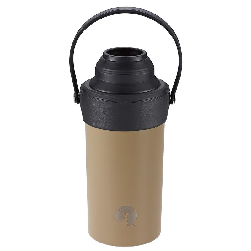 キャプテンスタッグ(CAPTAIN STAG) ペットボトルホルダー ペットボトルクーラー HD ステンレスペットボトルホルダー 真空断熱 保温 保冷 500ml 600ml 兼用 持ち手付 カーキ UY-7063製品サイズ:(約)103×87×高さ167mm(持ち手・ジャバラ含まず)、製品重量:(約)260g適合ペットボトルサイズ(容量):外径66～73mm、高さ173～223mm(容量500～600ml)程度の円筒状ペットボトル材質:本体内側/ステンレス鋼、本体外側/ステンレス鋼(アクリル樹脂塗装)、カバー/ポリプロピレン(耐熱温度100度)、ジャバラ部・持ち手/熱可塑性エラストマー、留め具/ステンレス鋼、内底部滑り止め/シリコーンゴム原産国:中国注意:形状、サイズ等によって収納できない場合や、ホルダー内でしっかり止まらない場合があります。複数店舗にて販売をしておりますため、在庫データの更新が間に合わず、欠品にも関わらず、注文ができる場合がございます。その際は、キャンセルにて対応を取らせていただきます。当店はお電話のお問い合わせはお受けしておりませんので、ご了承ください。お問い合わせは、問い合わせフォームをご利用ください。