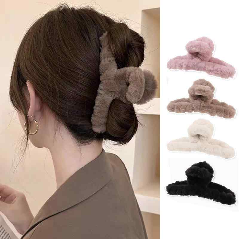 ヘアクリップ 4個セット 4色 大きめ もふもふ しっかりとまる 濃密な髪も使用でき ヘアアクセサリー 大人 おしゃれ シンプル pippi-store-10412668 ぴっぴストア 楽天市場店 パッケージ画像