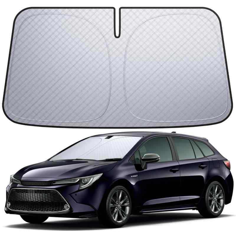 【6層断熱素材】 Lamicall トヨタ 新型 カローラツーリング 2019年-現行 車 フロントガラス サンシェード【適用車種】トヨタ 新型カローラ ツーリング車。型式：NRE210W/ZWE211W /ZWE214W/ZRE212W/MZEA12W型(2019年～現行) 。注意：年式・グレード・オプション等により適合しない場合が御座います。車種や形状をご確認いただいた上、お買い求めください。【猛暑対策・内装保護】内装劣化防止、ダメージや経年劣化を防ぎます。駐車時の大事な車を太陽光による損傷やハンドル焼け、ダッシュボードなどの樹脂部分の日焼けからしっかりご愛車を守ります。駐車の度に気持ちをより涼しくしてくれます。【高品質6層構造・遮光断熱】夏には、紫外線を防ぎ、車内の温度を下げることを目指します。フロントサンシェードにより、紫外線に対するバリアを作ります。約98%以上の紫外線を効果的に遮断しますので、外気温が上昇しても、駐車中の車内を涼しく保ち、ひどい暑さを防げます。蒸し暑い車の環境に悩まされることはなくなります。【簡単装着・収納可能】構造簡単で、吸盤を使わず、誰でも簡単に取り付ける可能です。本体を広げて下部をフロントガラスに押し当て、サンバイザーを下げて固定するだけで装着完成。また、収納袋があります。折り畳みでコンパクトに収納可能です。場所を取らない。【幅広い用途】普段駐車時の日除け用だけでなく、車中泊や仮眠時にプライバシーの保護に役に立てます。複数店舗にて販売をしておりますため、在庫データの更新が間に合わず、欠品にも関わらず、注文ができる場合がございます。その際は、キャンセルにて対応を取らせていただきます。当店はお電話のお問い合わせはお受けしておりませんので、ご了承ください。お問い合わせは、問い合わせフォームをご利用ください。