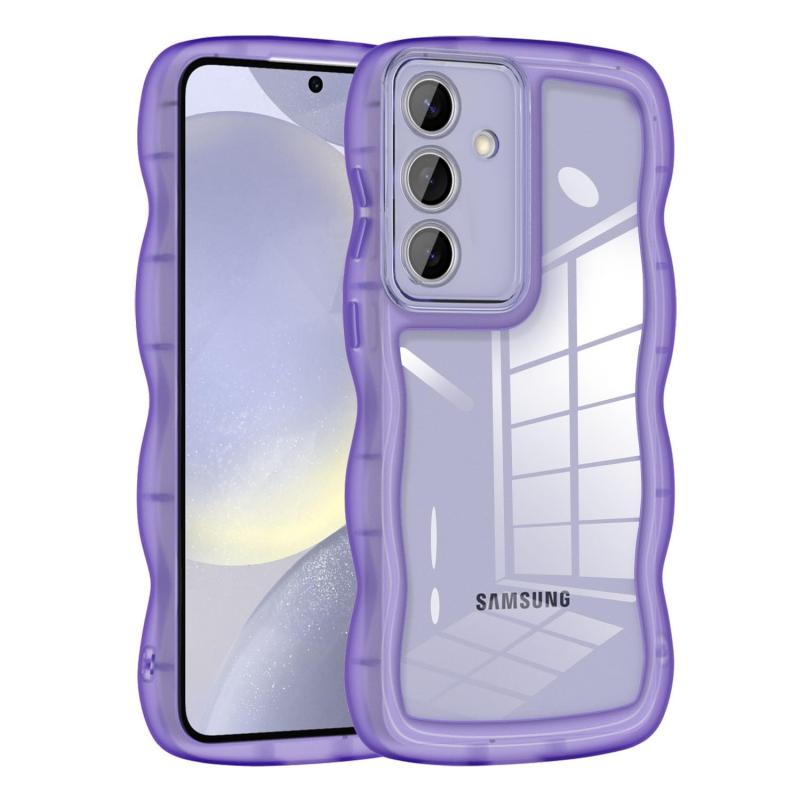 QLTYPRI Galaxy S24 ケース クリア TPU カバー ウェーブ おしゃれ 韓国 可愛い 透明 薄型 軽量 耐衝撃 滑り止め (SC-51E / SCG25) スマホケース ワイヤレス充電対応 ストラップホール付き ギャラクシーS2