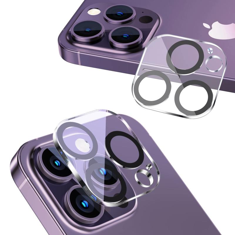 NIMASO カメラフィルム iPhone 14 Pro/iPhone 14 Pro Max 用 カメラ レンズ 保護カバー アイホン 14プロ / 14プロマックス 対応 カメラ保護フィルム 全面保護 黒縁取り 露出オーバー防止 強化ガラス 2枚入
