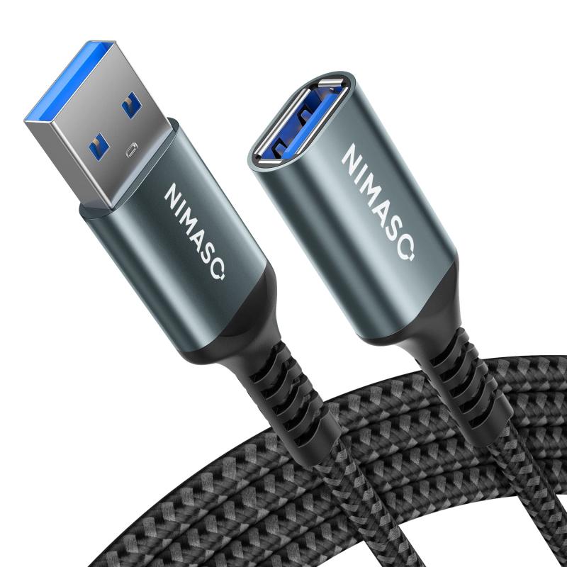 2本入りNIMASO USB 延長 ケーブル USB3.0規格 5Gbps 高速データ転送 2.0m （タイプAオス - タイプAメス） ナイロン編み USB延長 コード グレー NCA21L397