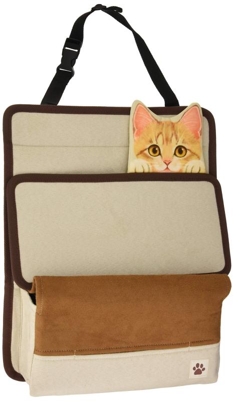 ボンフォーム(BONFORM) 車用収納 フェリシモ猫部 FNひょっこり子猫 軽/普通車 35x1x29cm ベージュ 7252-08BE