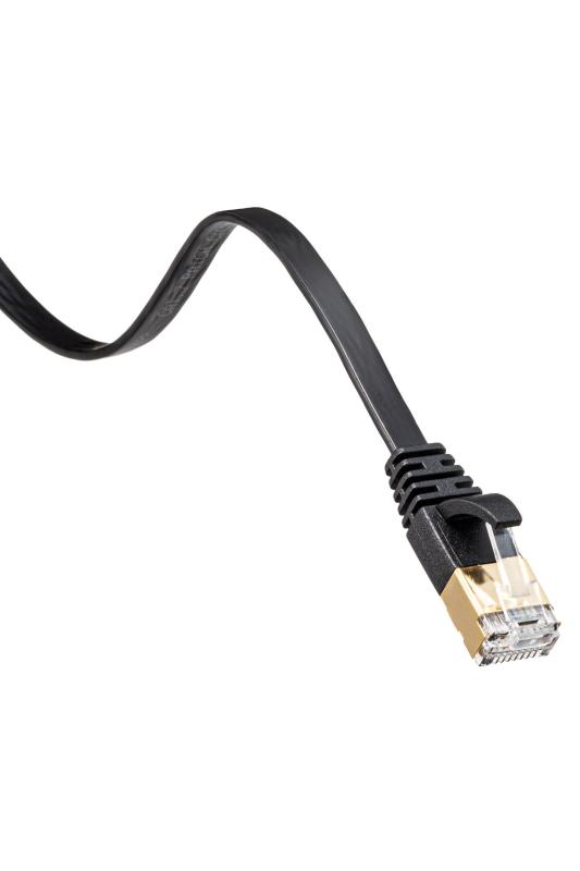 サンワサプライ LANケーブル CAT7 (5m) フラット ツメ折れ防止 RJ45コネクタ 10Gbps/600MHz ギガビット イーサネットケーブル ブラック KB-FLU7-05BK