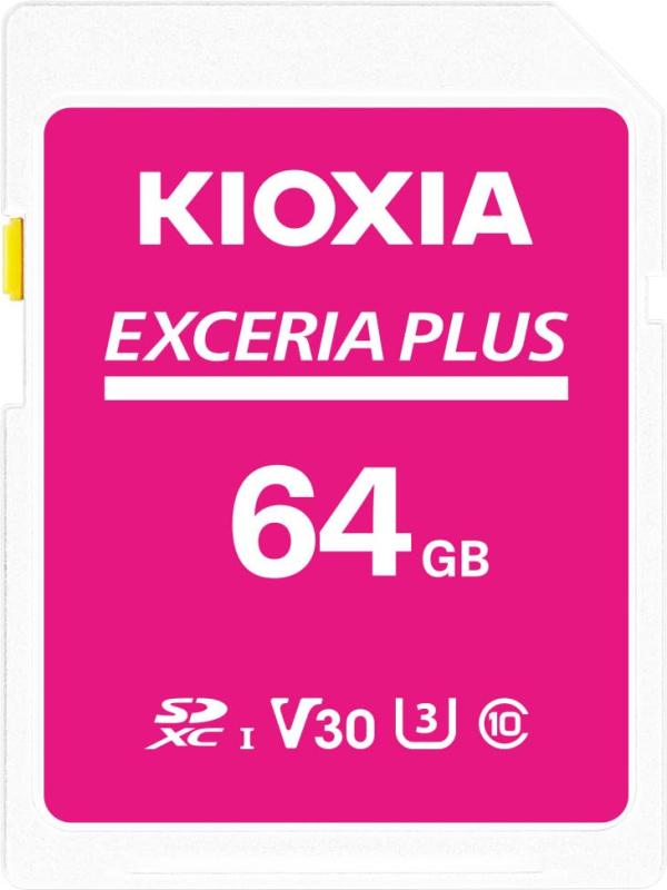 KIOXIA(キオクシア)【日本製】SDカード 64GB EXCERIA PLUS UHS-I U3 V30 Class10 SDXC 最大読出速度100MB/s 最大書込60MB/s 4K対応 KLNPAE064G