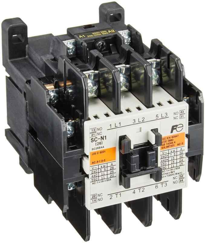富士電機 標準形電磁接触器 ケースカバー無 SC-N1 コイルAC200V入数:1個品番:SC-N1コイル定格電圧(V):AC200補助接点:2a2b定格容量(kW)三相かご形モータ(AC-3):(200-240V)5.5 (380-440V)11定格使用電流(A)三相かご形モータ(AC-3):(200-240V)26 (380-440V)25適合サーマルリレー:TR-N2適合レール幅(mm):35標準形電磁接触器(ケースカバーなし)複数店舗にて販売をしておりますため、在庫データの更新が間に合わず、欠品にも関わらず、注文ができる場合がございます。その際は、キャンセルにて対応を取らせていただきます。当店はお電話のお問い合わせはお受けしておりませんので、ご了承ください。お問い合わせは、問い合わせフォームをご利用ください。