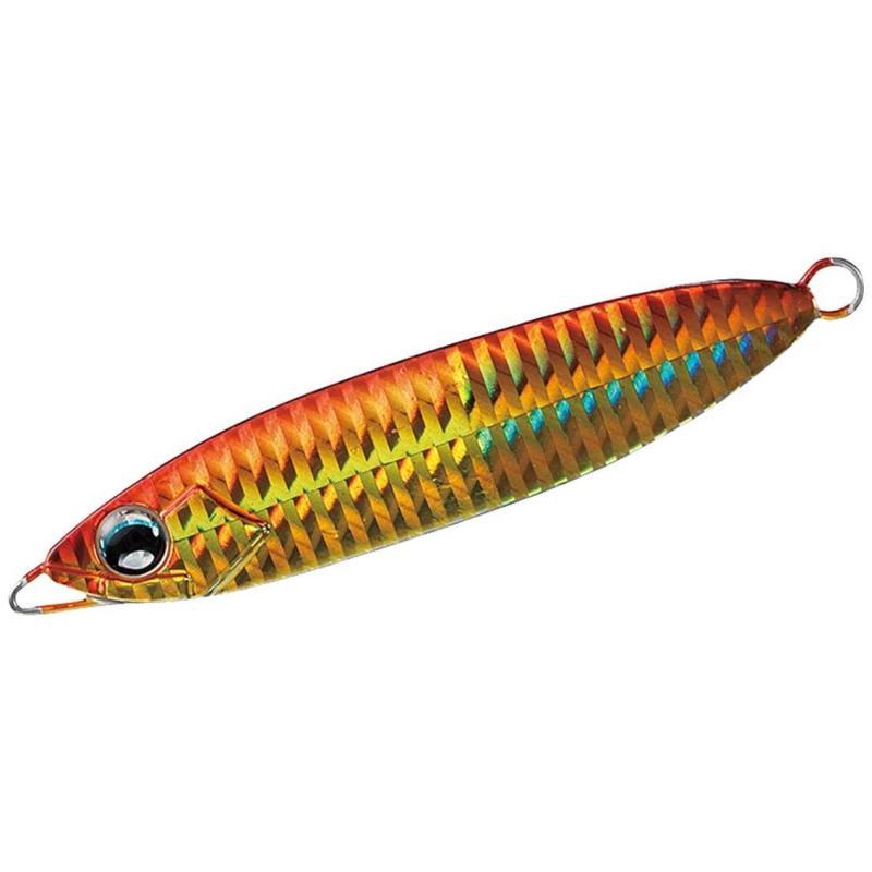ダイワ(DAIWA) タチウオ 鏡牙ジグ ベーシック 130g パラレルホロアカキン/ゴールドラメ ルアーカラー:PHアカキン&amp;ゴールドラメ自重(g):130サイズ(mm):120マッチングフック:鏡牙フックSS バラシレス トレブル/クワトロ、鏡牙フックSS ツインアシスト/チラシアシストタチウオジギングゲーム対応センターバランス設計PHアカキン&amp;ゴールドラメ:濁りに圧倒的な威力を発揮するアカキンパターン。側面にラメやグローカラーを配してアピール力アップ鏡牙ジグは現場生まれ。幾度のテストを繰り返し、トラブルレスでありながら、しぶい状況でもタチウオが口を使うまで根気よく開発陣がジグを削り調整することで生まれた、まさにタチウオ専用の自信作である。タチウオを究める専用ブランド「鏡牙」:白銀に輝く刀のような姿、ドラゴンを思わせる顔付き、神出鬼没の生態、そして細長い姿に似合わぬ強烈なファイトでアングラーを魅了するタチウオ。ダイワは全国各地でフィールドテストを繰り返し、その捕食行動、釣れるパターンを徹底的に分析。各地の有名船長やキーマンの意見も取り入れつつ、実戦で結果を出す「釣れるタチウオタックル」を追求。こうした試行錯誤が結実したのがダイワのタチウオ専用ブランド「鏡牙」。常に進化し続けるタックルで変幻自在のタチウオを完全攻略する唯一無二のブランドである。複数店舗にて販売をしておりますため、在庫データの更新が間に合わず、欠品にも関わらず、注文ができる場合がございます。その際は、キャンセルにて対応を取らせていただきます。当店はお電話のお問い合わせはお受けしておりませんので、ご了承ください。お問い合わせは、問い合わせフォームをご利用ください。