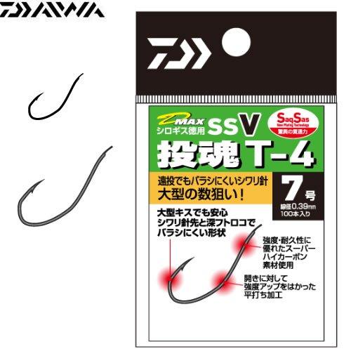 ダイワ(Daiwa) シロギス用釣り針 8号 D-MAX 徳用 SSV 投魂 T-4号数(号):8入数(本):100形状:大型キスでも安心のシワリ針先と深いフトコロでバラシにくい形状。遠投でもバラシにくいシワリ針。魚影が濃く、サイズも大型の時の数狙いに有効。100本入り徳用タイプ。サクサス仕様で貫通力アップ。主なターゲット:シロギス驚異の貫通力でチャンスを逃さない「SaqSas(サクサス)」:従来のメッキ処理では実現できなかった驚きの貫通力を持つ表面処理テクノロジー。ハリの表面にフッ素系特殊プレーティング加工を施すことで、刺さり性能は従来の塗装ハリに比べて最大40%(平均約20%)アップ(当社比)。今まで合わせきれなかった小さなアタリやショートバイトも逃さずキャッチ。今までのハリと一味も二味も違う「サクッと刺さる」感覚は、一度体感すると忘れがたいものとなるはずだ。なお、非常によく刺さるハリとなっているため、取り扱い時にはこれまで以上に注意していただきたい。複数店舗にて販売をしておりますため、在庫データの更新が間に合わず、欠品にも関わらず、注文ができる場合がございます。その際は、キャンセルにて対応を取らせていただきます。当店はお電話のお問い合わせはお受けしておりませんので、ご了承ください。お問い合わせは、問い合わせフォームをご利用ください。