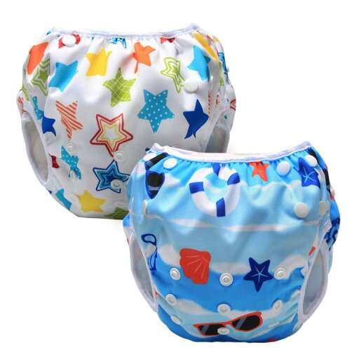Luxja 赤ちゃん水着 2点セット 0~3歳 サイズ調節可能 再利用可能 ピーチ+カラフルスター Luxja 赤ちゃん水着 2点セット 0~3歳 サイズ調節可能 再利用可能 ピーチ+カラフルスター