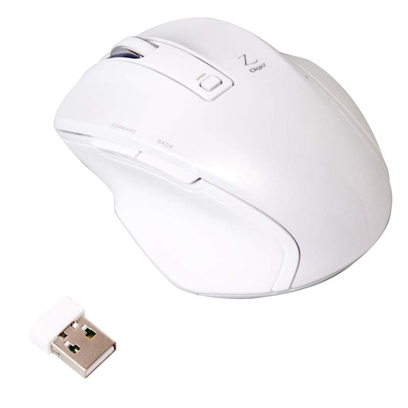 Digio2 究極のカタチ 2.4GHワイヤレスマウス 5ボタン Blue LED Sサイズ ホワイト Z7504