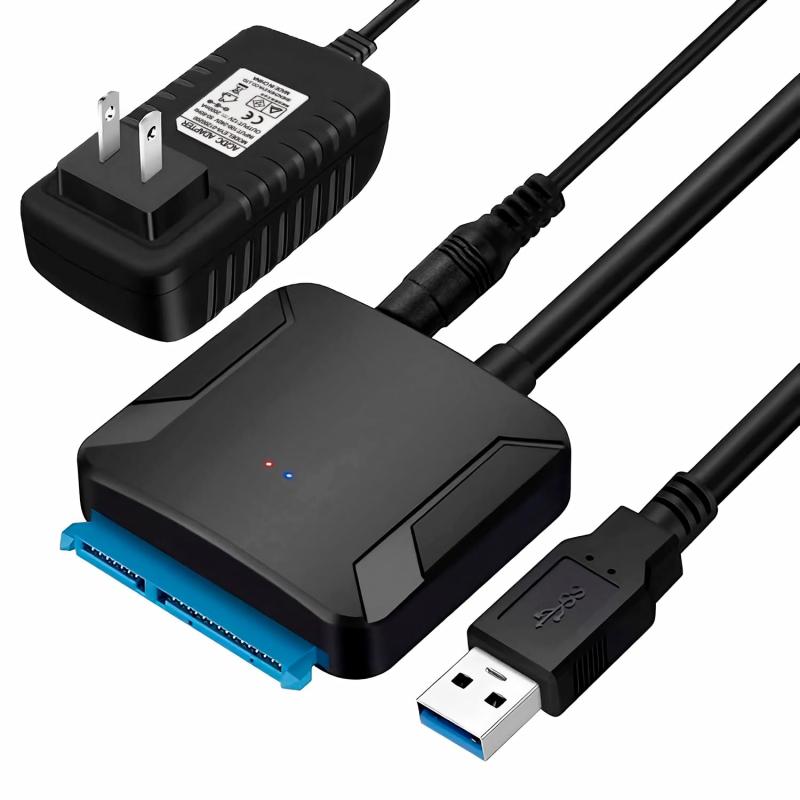 sata usb 変換ケーブル 3.5/2.5インチ SSD HDD SATA USB変換アダプター SATA3 USB3.0 変換ケーブル 電源アダプター付…