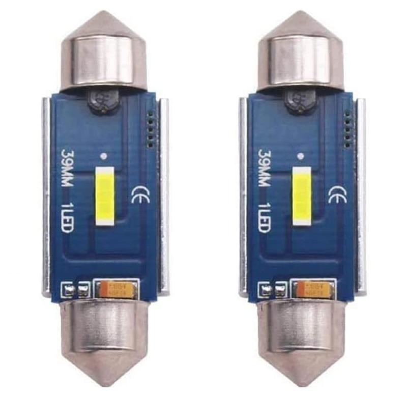 Eseastar T10*36mm LED バルブ 12V-24V SMD1860チップ C5W LED 車内ランプ キャンセラー内蔵 CANBUS 無極性 ルームランプ ナンバー灯 マップランプ カーテシランプ 6000K ホワイト、2個セット