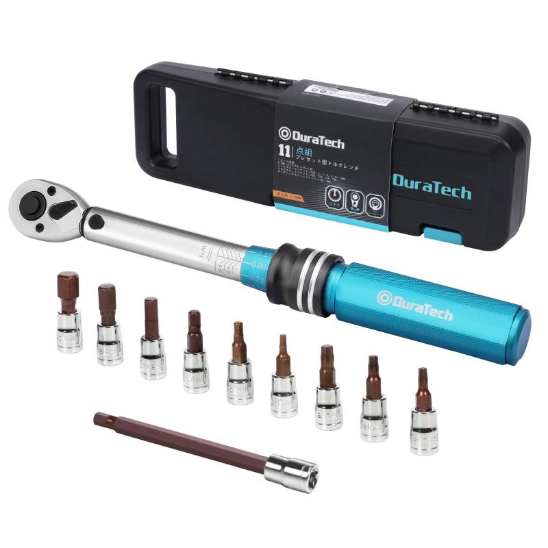 DuraTech トルクレンチセット プレセット型 差込角6.35mm(1/4インチ) 5～25N・m 11点組 ソケットレンチ..