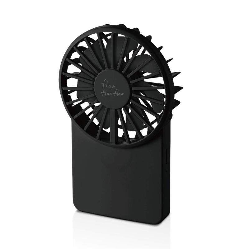 【2020年モデル】エレコム USB扇風機 充電可能 薄型ハンディ ネックストラップ付 ブラック FAN-U202BK