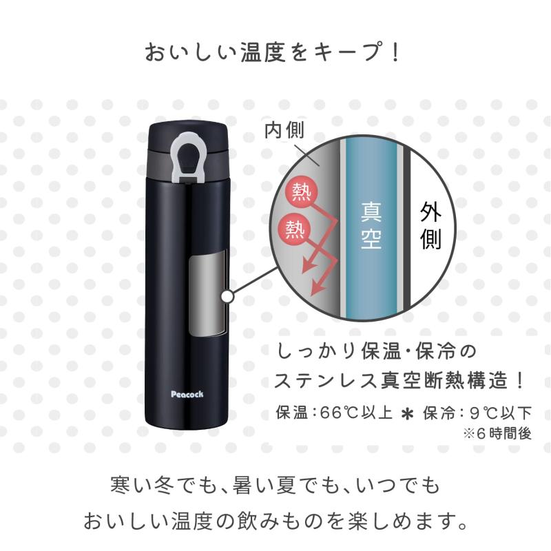 ピーコック魔法瓶工業(The-peacock) ピーコック 水筒 マグ ボトル 500ml 保温 保冷 キッズ 女の子 ワンタッチ マグボトル ステンレス 魔法瓶 0.5L ケース カバー付き パープル AMI-F50 AV pippi-store-10649619 ぴっぴストア 楽天市場店 サンプル画像3