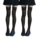 ニーハイソックス レディーズ 滑り止め付き オーバーニーソックス 可愛い レース ハイソックス ロリ系 JK cosplay 通学 美脚ソックス 靴下 (黒い+黒い)