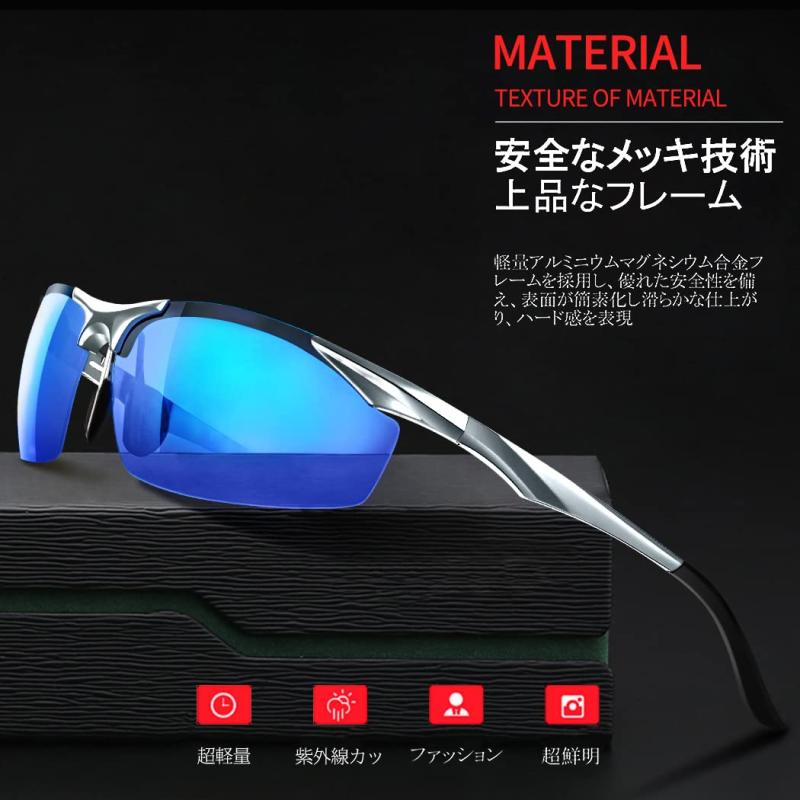 ぴっぴストア 楽天市場店のGlazata 偏光スポーツサングラス 偏光グラス UV400 紫外線カット ドライブ/野球/自転車/夜釣り／ランニング／ゴルフ／運転「アイスブルー」｜アングル3