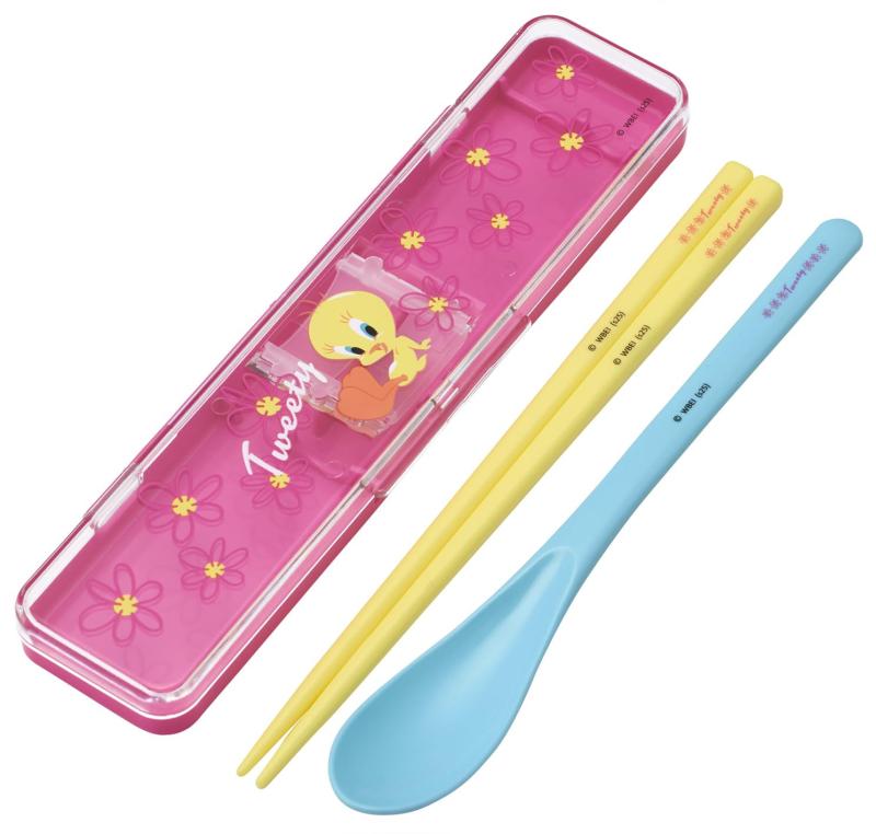Rakuten - スケーター(Skater) 箸 スプーンセット 弁当 大人用 抗菌 コンビセット 18cm カチャカチャ鳴らない 日本製 ルーニーテューンズ トゥイーティー フラワー CCS3SAAG-A