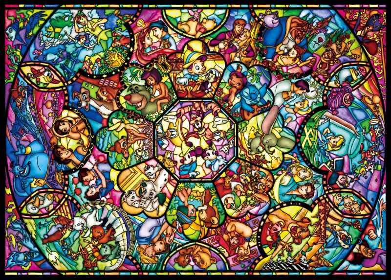 テンヨー(Tenyo) 【日本製】 2000ピース ジグソーパズル ディズニー オールスター ステンドグラス (73x102cm) D-2000-603 のり付き ヘラ付き サービスカード付き
