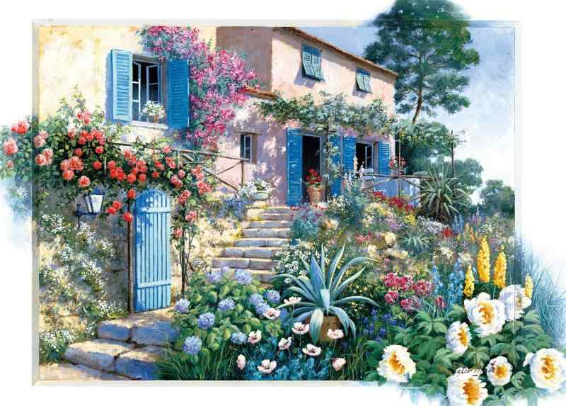 エポック社 2000スーパースモールピース ジグソーパズル イラスト/アート 花の階段を上って… (38×53cm)..