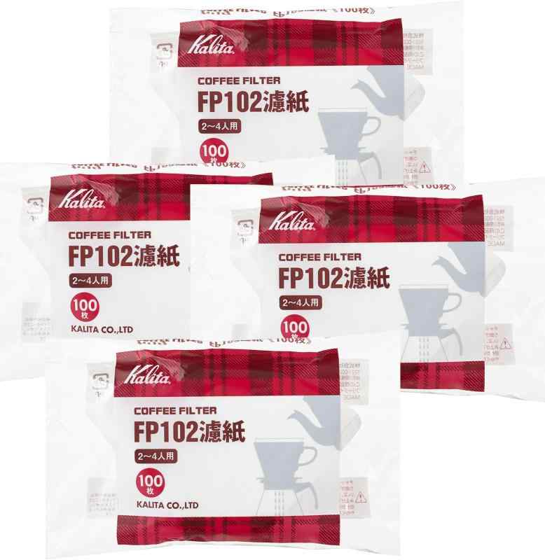 カリタ Kalita コーヒーフィルター FP102濾紙 2~4人用 100枚入り ホワイト #13127 4個セットサイズ(約):横16×縦10cm素材・材質:針葉樹パルプ生産国:日本対応人数:2～4人用複数店舗にて販売をしておりますため、在庫データの更新が間に合わず、欠品にも関わらず、注文ができる場合がございます。その際は、キャンセルにて対応を取らせていただきます。当店はお電話のお問い合わせはお受けしておりませんので、ご了承ください。お問い合わせは、問い合わせフォームをご利用ください。