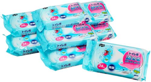 山崎産業 トイレクリーナー 流せるシート 24枚入x10個パック 合計240枚のサムネイル