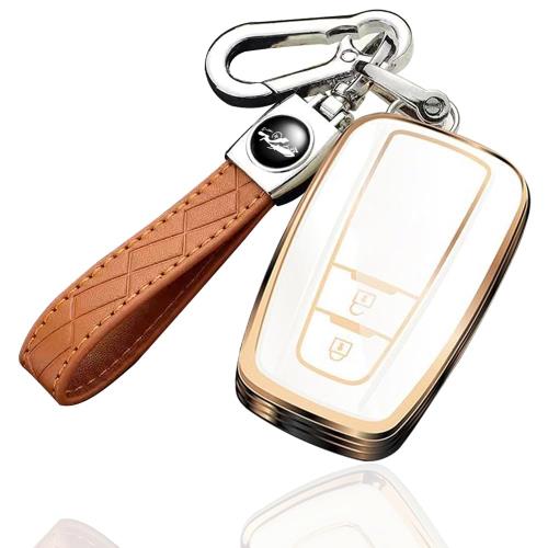 トヨタ 専用 クラウン 220系 C-HR プリウス 50系 新型 カローラ RAV4 50系 カムリ70系 ランドクルーザー プラド 150 後期 専用 高級 キーケース キーカバー キーホルダー (キーホルダーセット、2ボタンブラック)