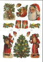 ドイツ製 クロモス☆Weihnachtsmänner☆サンタクロース クリスマスツリー ソリ 天使 クリスマスデコパージュ コラージュ スクラップピク...