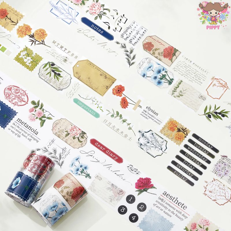【ループ切り売り】The Washi Tape Shop マスキングテープ☆Season's Symphony☆1ループ花 ダイアリー フレーム 英字 切手マステ シール 海外 手帳 コラージュ デコレーション －和紙タイプ（PETテープはありません）ー【宅配便のみ】