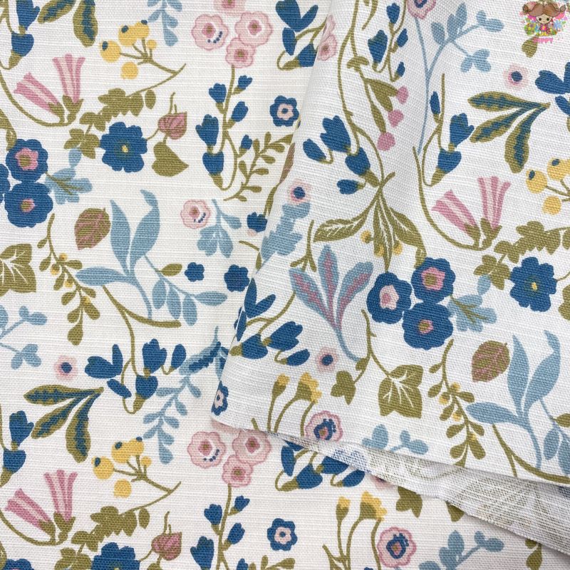 ヨーロッパ輸入生地 キャンバスプリント生地☆お洒落な花柄 ボタニカル 小花☆1枚（約65cmx48cm）【メー..