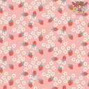 【巾 約100cm 最低30cmから10cm単位 切り売り】☆Strawberries☆いちご イチゴ 苺 花 ピンク 果物 フルーツコットン100% 布 生地...
