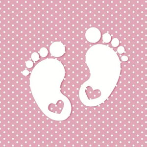 Maki Pol-Mak ペーパーナプキン デコパージュ☆かわいいちいさな足跡 赤ちゃん ドット ピンク☆(Little Feet - pink)(1枚/バラ売り)