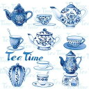 ★Ambiente ペーパーナプキン☆ Tea Moments Blue ☆(1枚/バラ売り)ティーカップ ティーポット 茶器 ブルー 陶磁器 素敵 可愛い お...