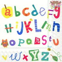 IHR ペーパーナプキン☆ALPHABET☆(1枚・バラ売り)アルファベット 動物 果物 蜂 鳥 チェック ストライプ 葉 デコパージュ 可愛い 素敵 お洒落 ...