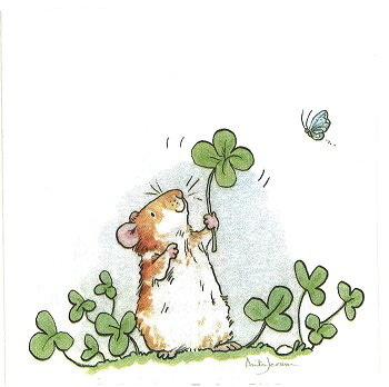 ドイツ IHR 可愛い ペーパーナプキン デコパージュ☆Anita Jeram アニタ ジェラーム 四つ葉のクローバー ハムスター☆（ONE IN A MILLION）（1枚/バラ売り） 2