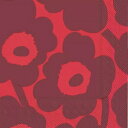marimekko マリメッコ 可愛い ペーパーナプキン デコパージュ☆UNIKKO red red ウニッコ 花柄☆(1枚/バラ売り)