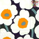 marimekko マリメッコペーパーナプキン ☆UNIKKO black orange☆(1枚/バラ売り)ウニッコ ブラック オレンジ 花柄 北欧 デコパージ...