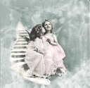 北欧 Sagen アンティークな ペーパーナプキン デコパージュ☆かわいい二人の天使たち 女の子 エンジェル☆(TWO ANGELS)(1枚/バラ売り)