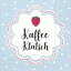 【25cmサイズ】IHR 可愛い ペーパーナプキン デコパージュ☆イチゴ フルーツ コーヒー ドット ライトブルー☆（KAFFEE KLATSCH light blue）(W25cm×L25cm)（20枚入り）