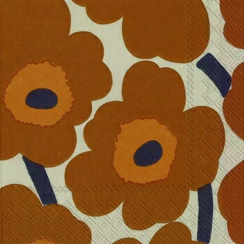 marimekko マリメッコ 可愛い ペーパーナプキン　デコパージュ☆UNIKKO terracotta☆ウニッコ 花柄 テラコッタ（1枚/バラ売り）