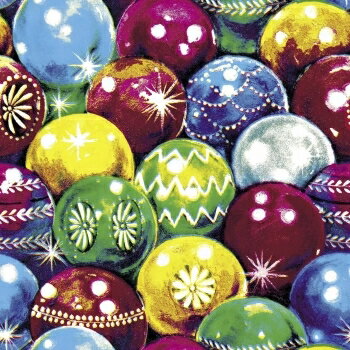 【在庫処分価格】Paper Design 素敵な ペーパーナプキン デコパージュ☆レトロなクリスマスオーナメントボール レインボー☆(Retro Balls)（1枚/バラ売り）