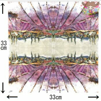 ドイツ IHR 可愛い ペーパーナプキン デコパージュ☆ラベンダー畑のある風景 田舎町 花柄☆（CAMPO DI LAVANDA）（1枚/バラ売り） 2